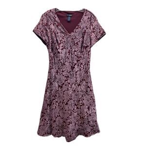 Vtg Eva Blue Y2k Mauve Burnout Velvet MIDI Dress 12 Beaded Lined Fairy Whimsical